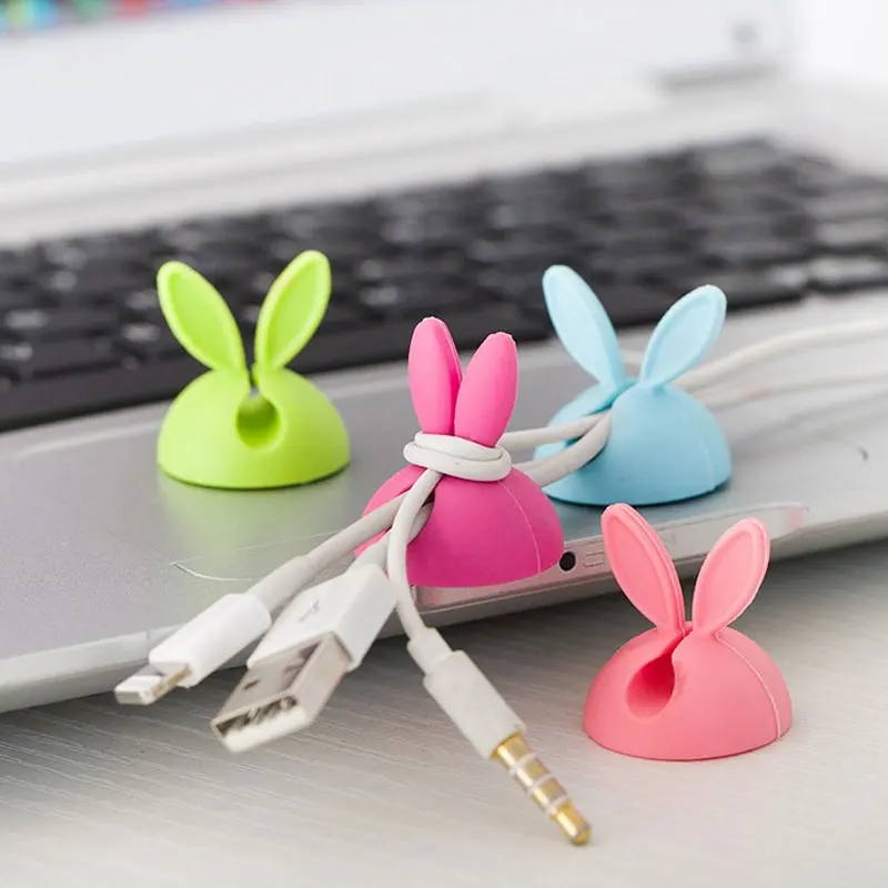 4 шт./компл. Одноцветный Настольный набор ярких цветов с милым Кроликом зажим для