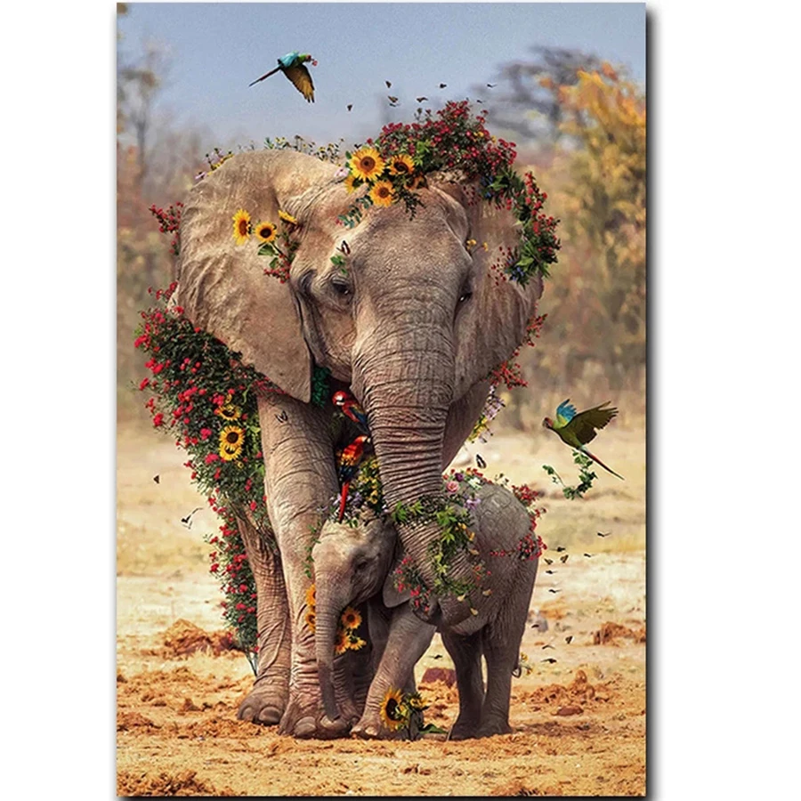 

5D DIY алмазная живопись лес птица слон 3D полная квадратная круглая вышивка крестиком Бриллиантовая мозаичная фигурка животного домашний дек...