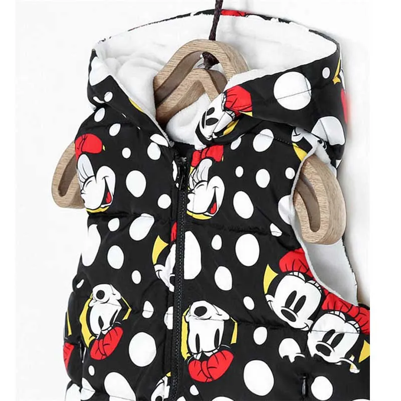 2019 г. Детский осенне-зимний жилет с Микки Маусом для От 2 до 8 лет теплый капюшоном