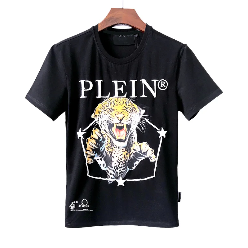 

2022 s / s short sleeve t-shirt men's Tiger Print PP European and American fashion pure cotton summer pied plein round neck top