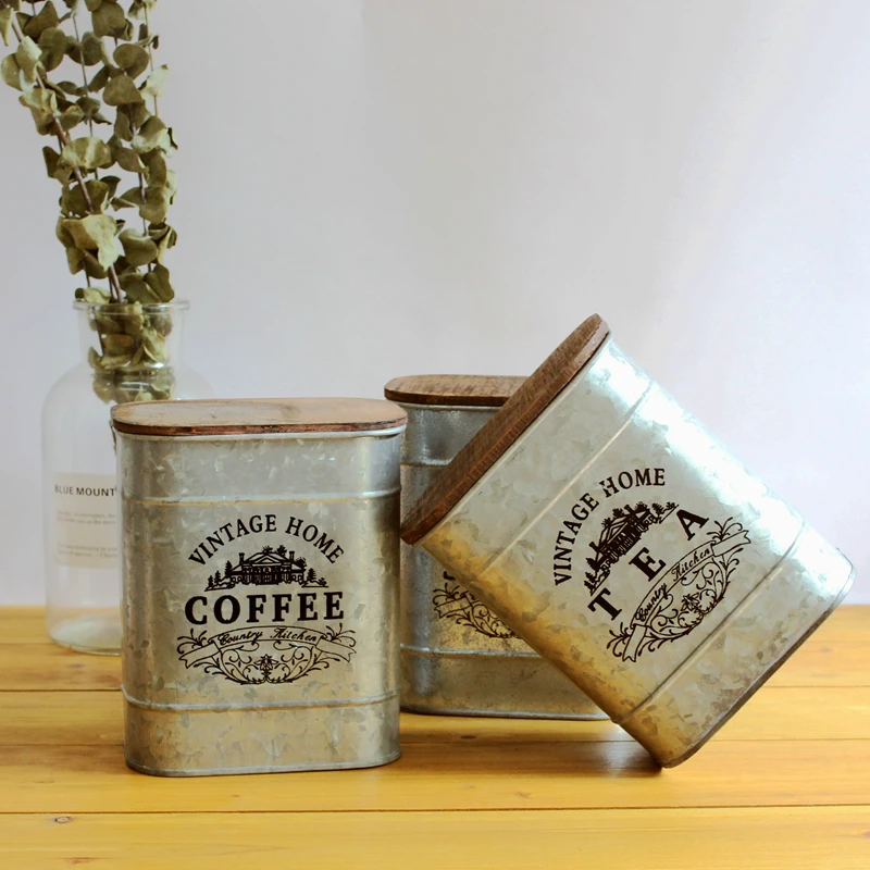 Банки с деревянным покрытием для хранения кофе сахара зерна чая боте де видрио Tapa