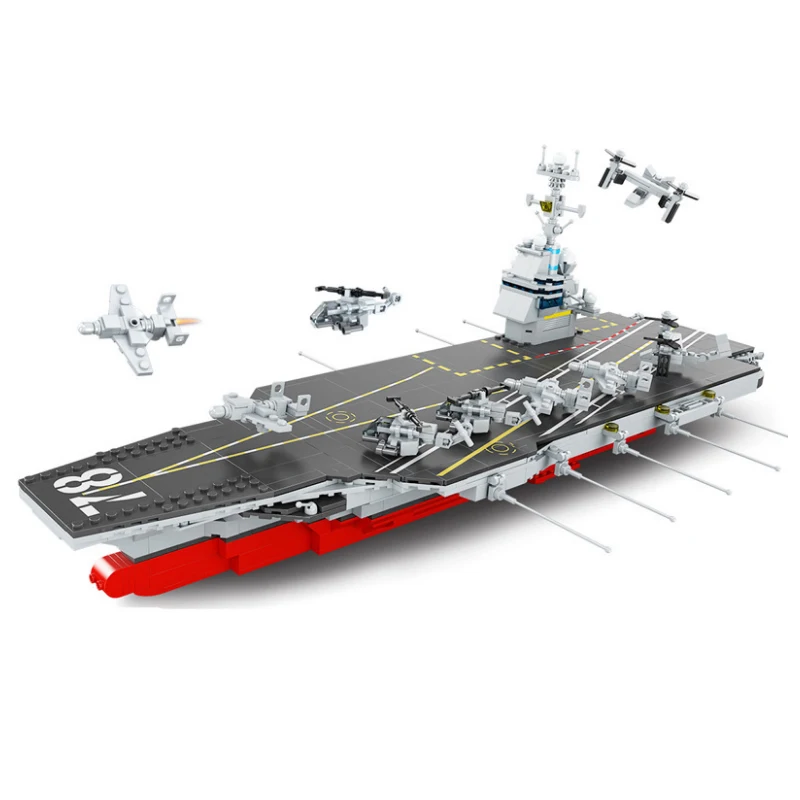 Авианосец Модель Строительные блоки игрушки корабль с мини-фигурки военный Warcraft