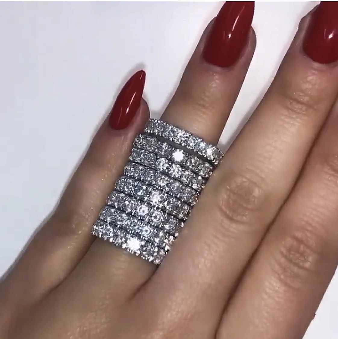 Кольцо вечное обещание серебро 925 пробы 3 ряда украшения из драгоценных камней |