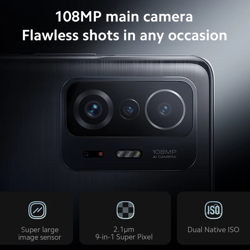 Najtaniej 【Światowa Premia】 Globalna Wersja Telefonu Komórkowego Xiaomi 11T Pro 128GB/256GB Snapdragon 888 Octa Core 120W HyperCharge 108MP Camera