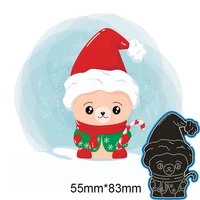5583mm little bear with christmas hat metal cutting dies decoration scrapbook embossing paper craft album card punch knife