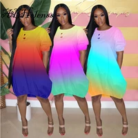 pius size summer 2021 female dresses gradient color dress bubble dress large size large t shirt lantern dress