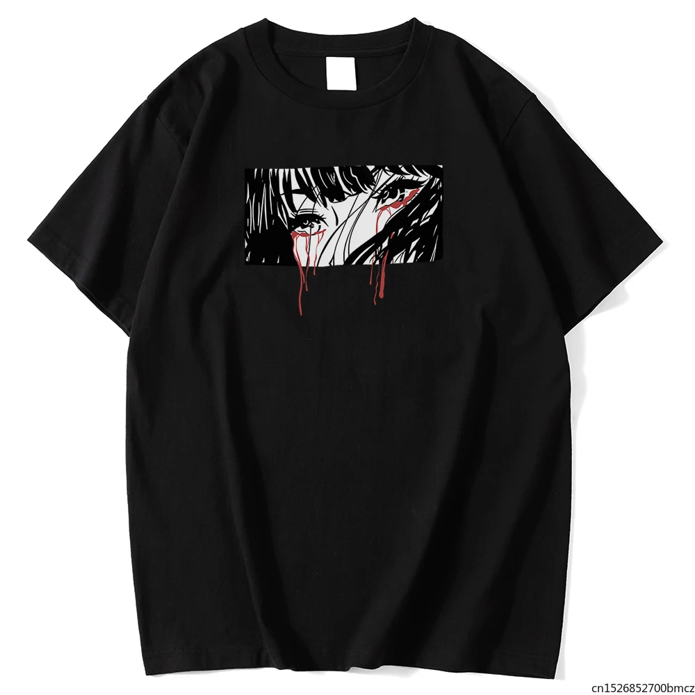 

Korean Style Girl Bloody Tear Print Women T Shirts Fashion Crewneck Loose Tshirt Cool Comfortable Women's Clothes