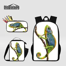 3 PCS Pencil Case School Bags Set Picnic Food Cooler Lizard Animal Printing Schoolbag Boys Fashion Bagpack Children Custom Bolsa