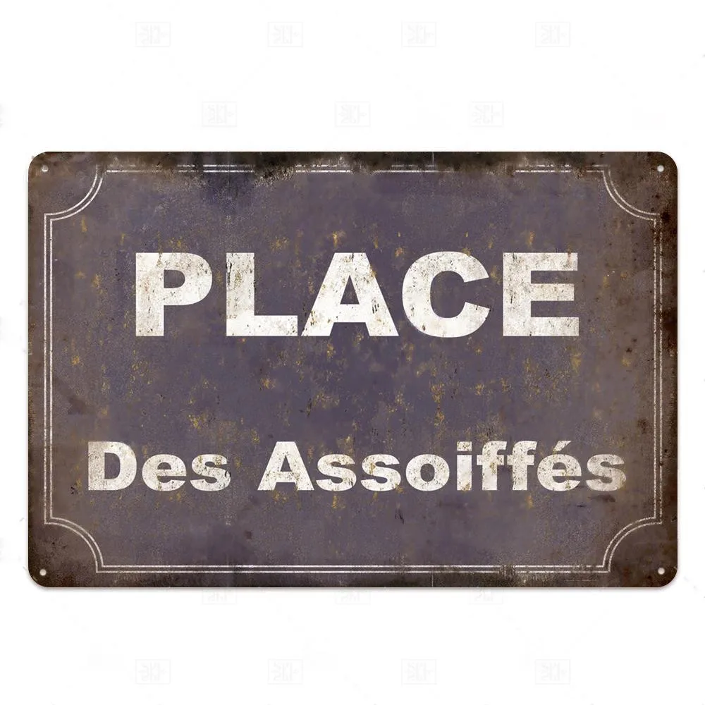 Металлическая винтажная французская Оловянная табличка Place Des Aperos в стиле ретро
