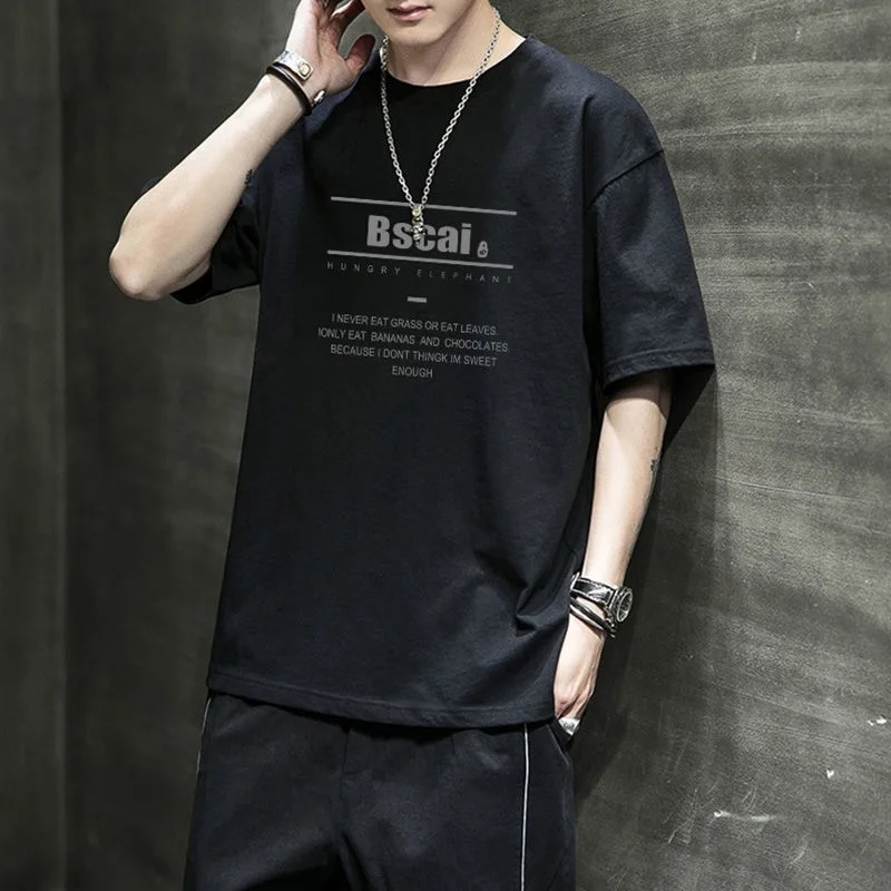 

Men Summer Loose Plus Size M-5XL T Shirt Casual Short Sleeve Lettered Print Korean Tshirt Male Clothes T-Shirt Tops Tee Shirt