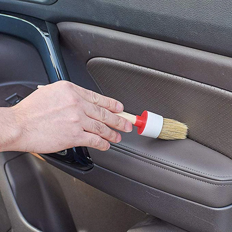 

Car Cleaning Tool 5pcs Natural Boar Hair Car Detailing Brushes Set For Car Interior Gap Rims Dashboard Wheel Air Vent Trim