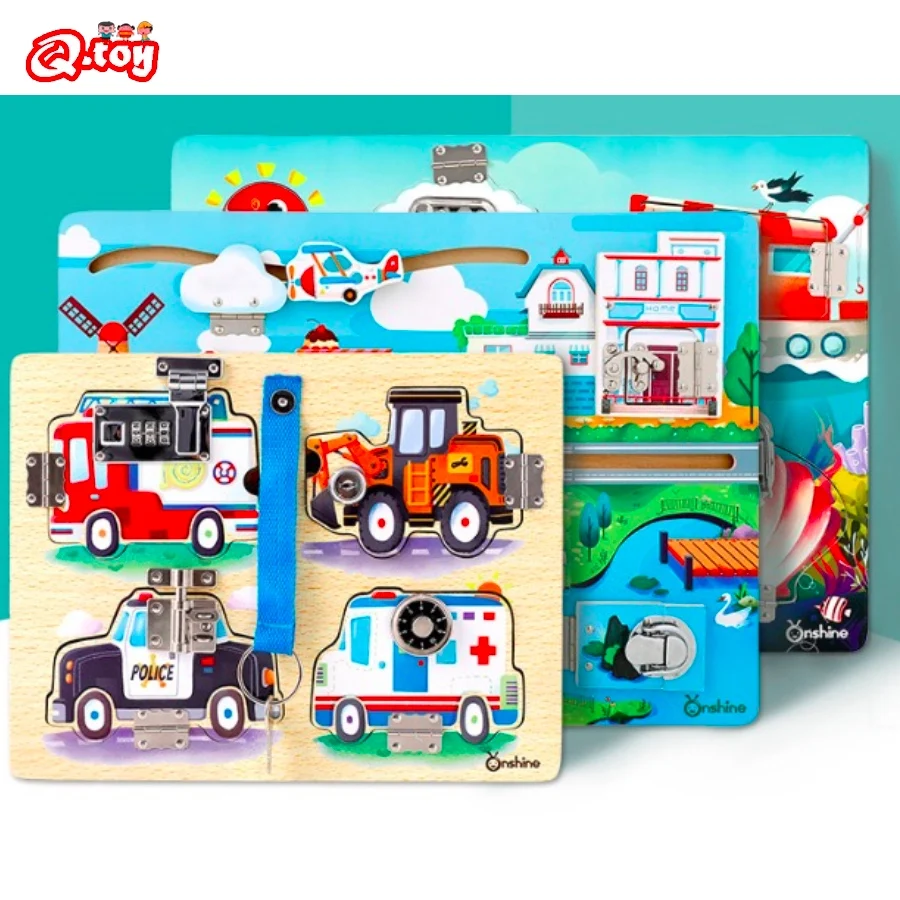 

Unlock toy busyboard Montessori board wooden toys busy board Sensory Panel Toys Educational Puzzle Activity Toy For Toddlers kid