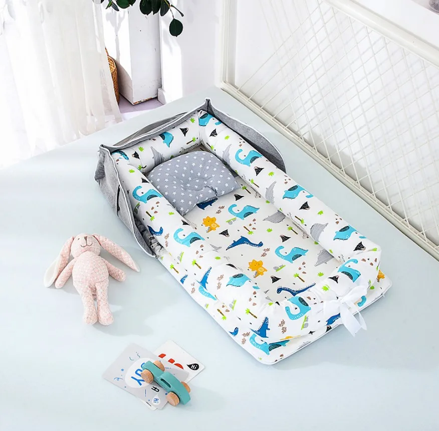 Портативная кроватка-гнездо с подушкой, хлопок, для новорожденных, детская кровать для путешествий, бампер от AliExpress WW