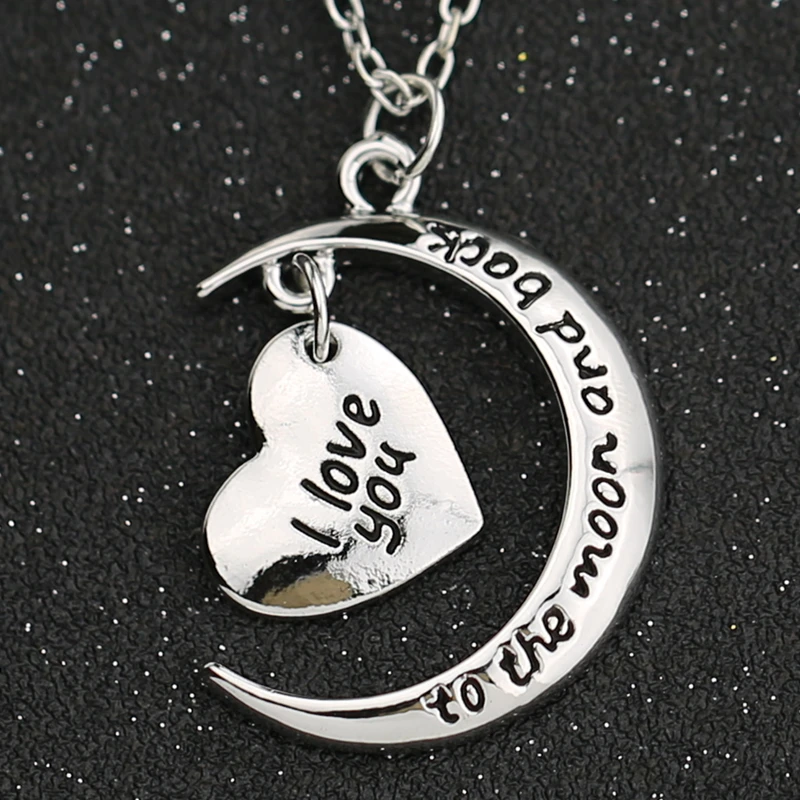 Ожерелье Я люблю тебя до Луны и спины простые буквы сердце любовь золотой