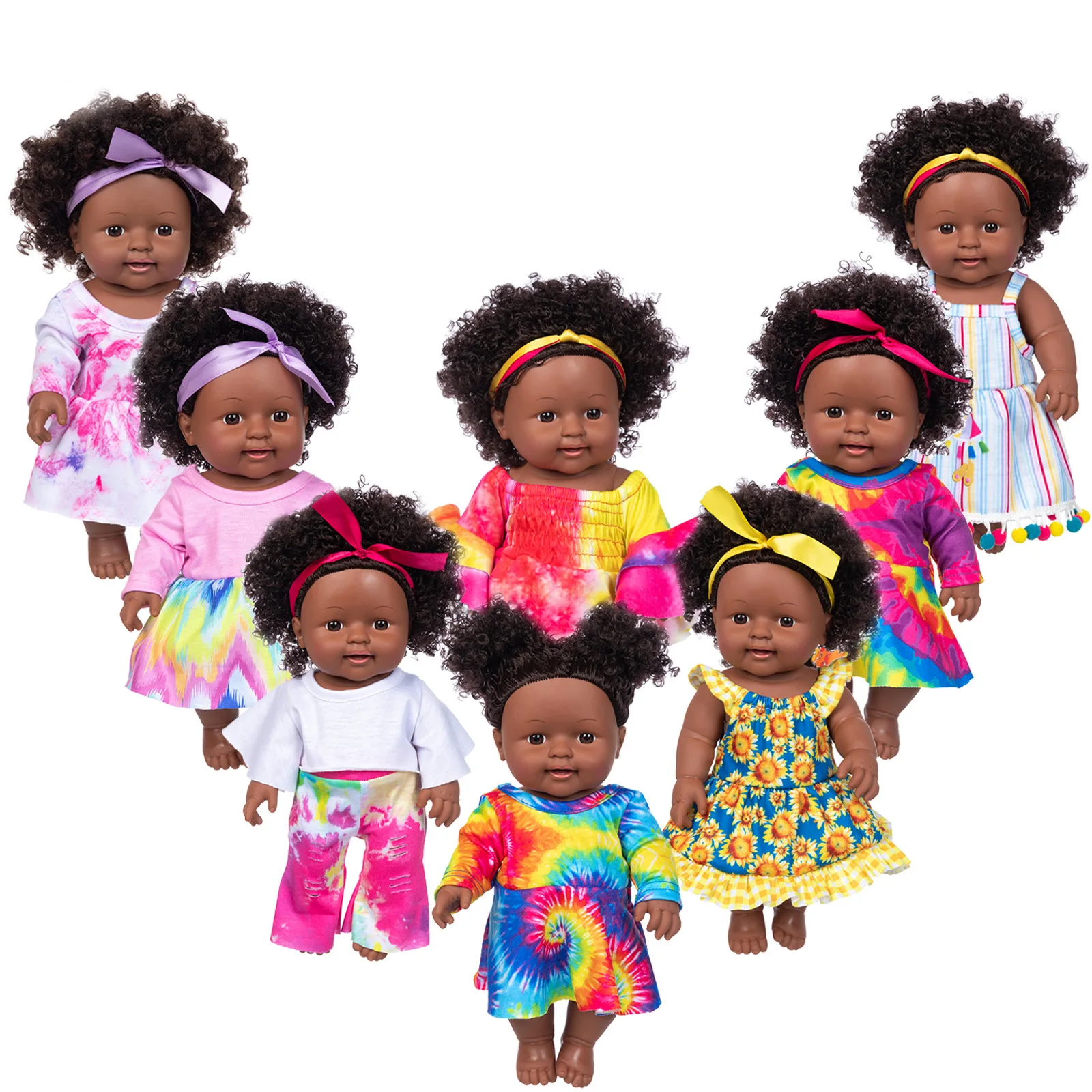 

12 inch Black Girl Dolls African American Play Soft Baby Realistic Dolls Lifelike Simulation Baby Play Dolls Fun Kids Toy Gifts