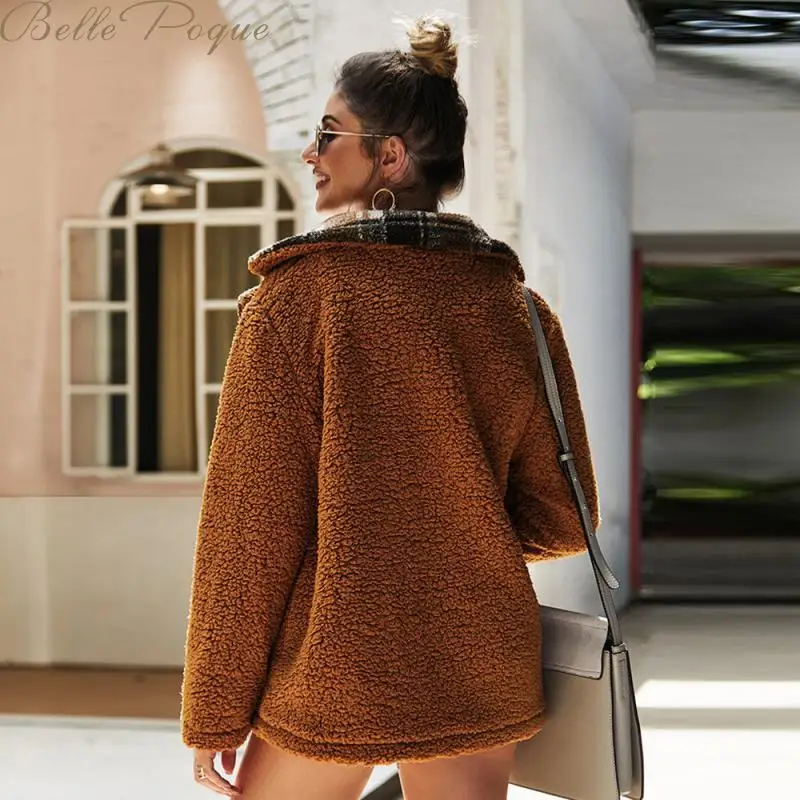 Belle Poque камуфляжное пальто женское элегантное лохматое женские куртки из