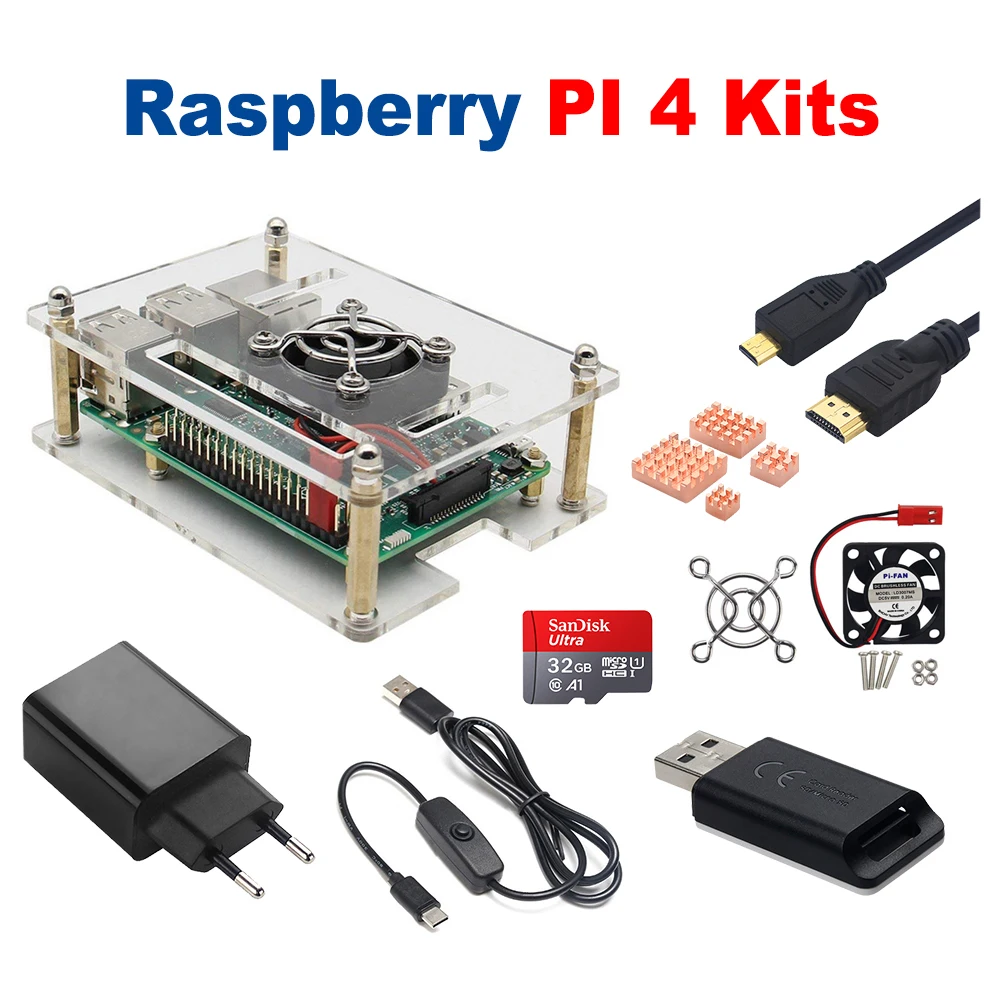 

RELKA R4 Raspberry Pi 4 with RAM 2/4/8GB Raspberry Pi 4 4GB 8GB Case Kits + 32/64 GB SD Card + HDMI Cable for RPI 4