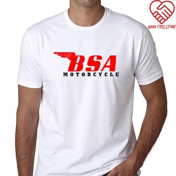 

Футболка мужская с логотипом Bsa, Классическая тенниска из хлопка, модная майка с принтом в байкерском стиле, цвет красный