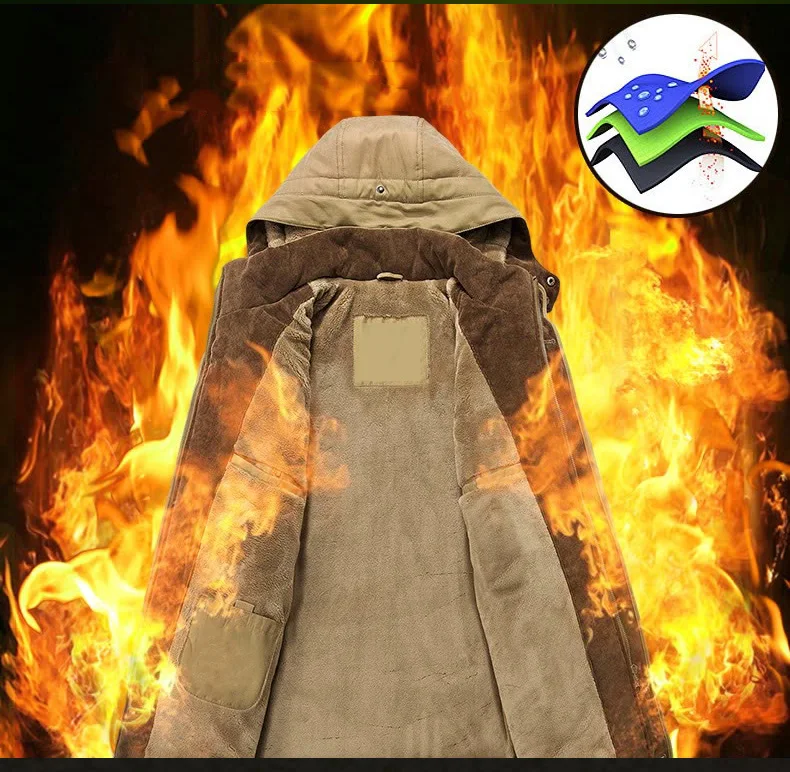 

2021 New Winter Parkas Jackets Men Casual Warm Thick Parka Coat Fleece Military Windproof Hooded Jackets Windbreaker Men