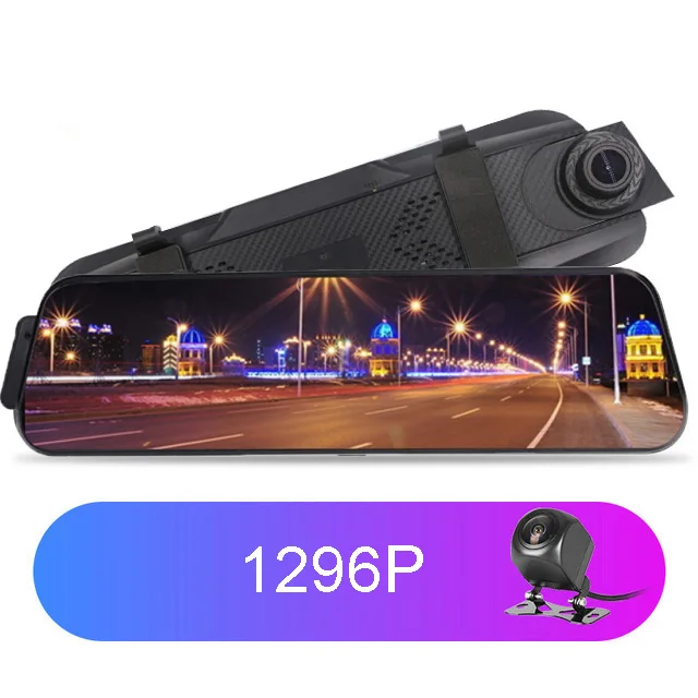 1296P SAWTER полный экран сенсорный автомобильный видеорегистратор 10 дюймов Голосовое управление зеркало заднего вида водительский рекордер dvr с радар-детектором реверсивное изображение - Название цвета: 1296P