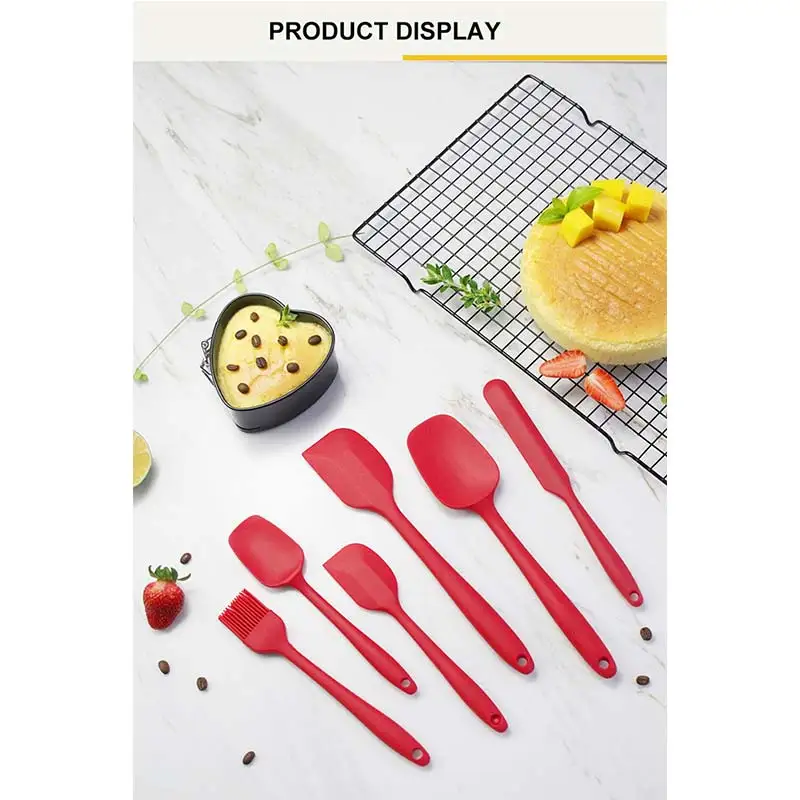

6 Pieces Silicone Spatula Set Non-Stick Heat-Resistant Spatulas Turner for Cooking Baking Mixing Baking Tools