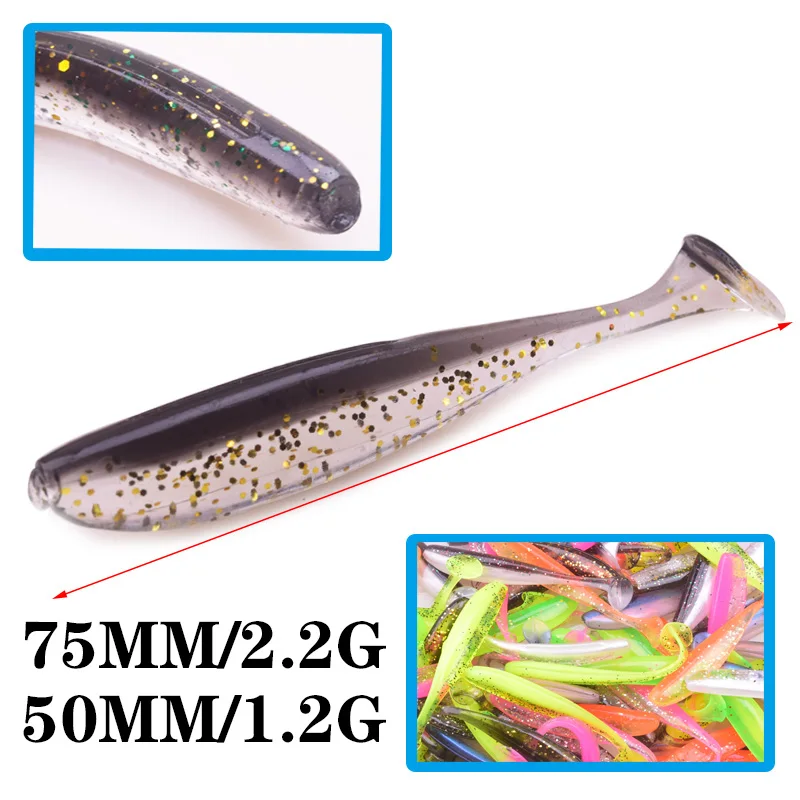 10pcs/Lot Soft Lures Double Colors Silicone Bait 5cm 7cm Goods For Pva Jigging Wobblers Artificial Swimbait Sea Fishing Tackle