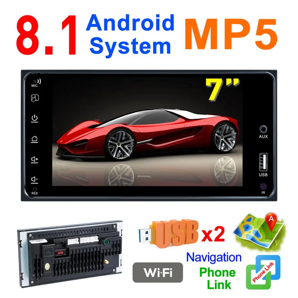 7-дюймовый 2 DIN четырехъядерный Android 8 1 HD емкостный сенсорный экран Bluetooth