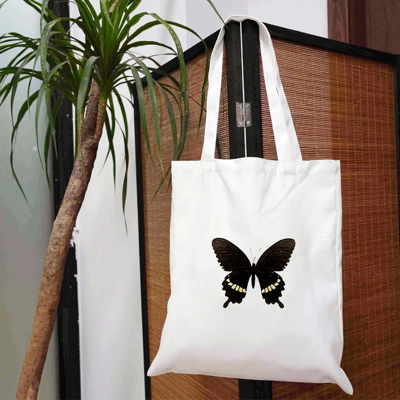 

Butterfly Bag 2021 Women's Shopping Big Bags for Canvas Shopper Customizable Groceries With Print Designer Handbags Reusable Sac