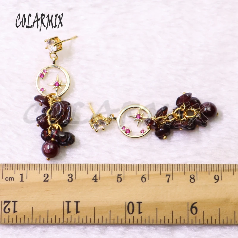 

5 Pairs Beaded dangle earrings handcrafted Garnet beads earrings fashion accessories gift jewelry drop earrings 6200