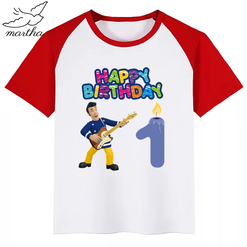 Одежда для детей с надписью Happy Birthday Number Fireman Sam DIYKids футболка девочек подарок на
