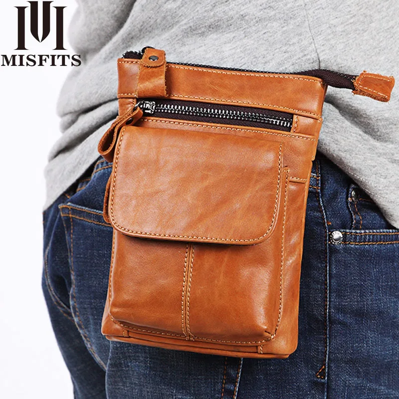 

Casual Waist Bag Leather Messenger Bag Outdoor Casual Men's Leather Waist Bag Top Layer Cowhide Zipper Messenger Bag