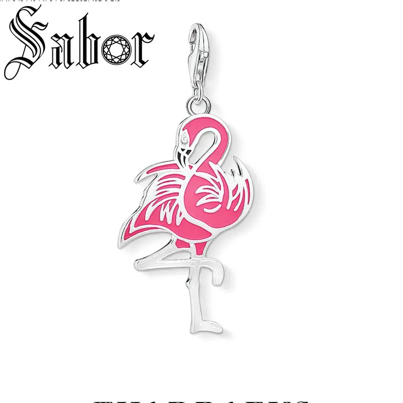 Подвеска с красным фламинго Ювелирная фурнитура сделай сам тибетское серебряное