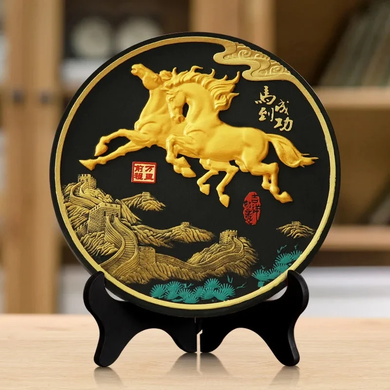 Декоративная тарелка с резьбой по углю 20 см | Дом и сад