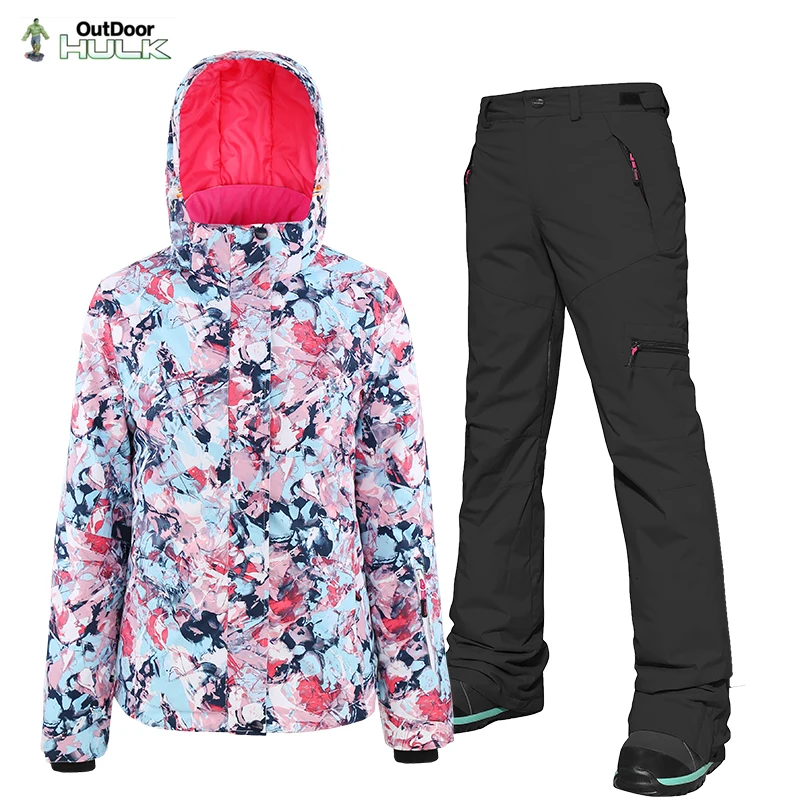 

Лыжный костюм для женщин, ветрозащитная Водонепроницаемая Лыжная куртка и штаны, зимний уличный костюм для сноуборда, Женская дышащая тепл...