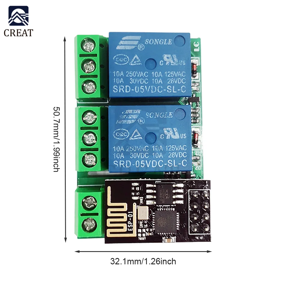 Двойной Wi-Fi реле канала ESP8266 модуль ESP-01/01S 5 в постоянного тока с кнопкой сброса
