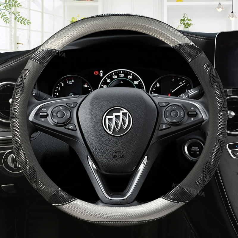 

Car Carbon Fiber Leather Steering Wheel Covers Interior Accessories 38cm for Buick lacrosse Excellet Verano Regal Car Styling