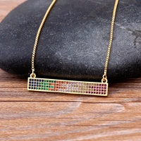 fashion european and american new colorful long strip geometric zircon pendant rainbow copper gold plated crystal jewelry gift