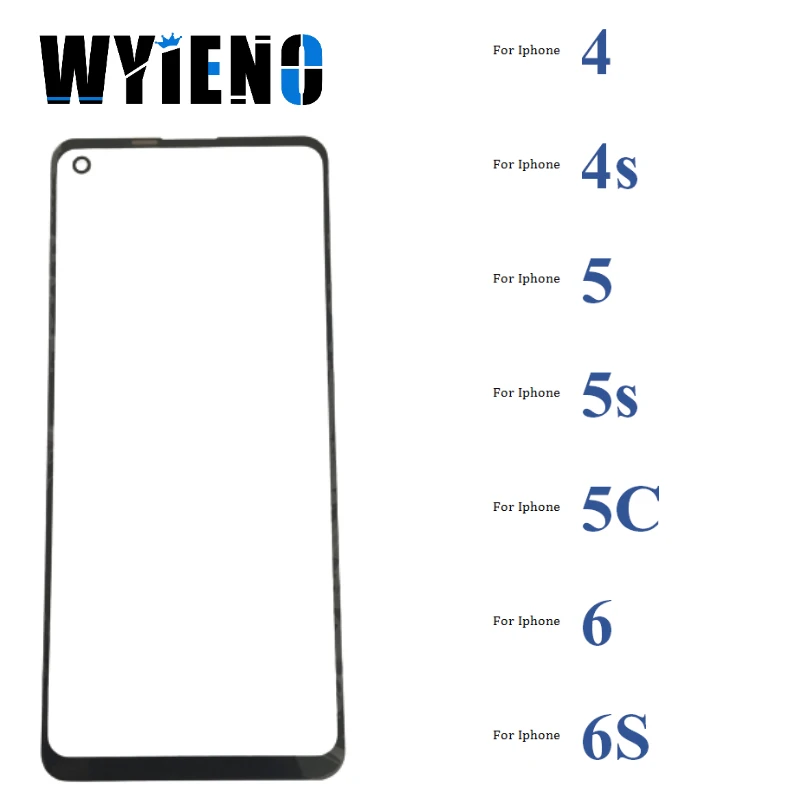 Wyieno 10 шт. черный/белый стеклянный экран для Iphone 4 4s 4G 5 5S 5C 6 6G 6S дигитайзер ЖК-датчик