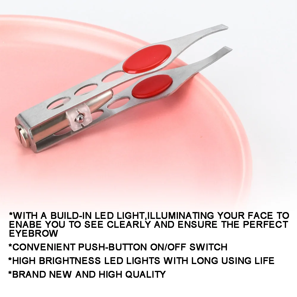 

With LED Lamp Clip Eyebrow Tweezers Eyebrow Makeup Beauty Tools Hair Removal Clamp Mini Light Delicate Eyebrow Trimming