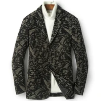 genuine leather blazer suit jacket coat for men clothing vintage streetwear coats fashion print mens dress suit coat for spring