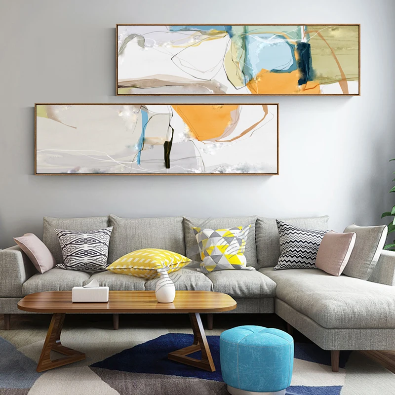 

Настенные плакаты в современном стиле, с изображением синего, белого, оранжевого, серого, золотого, черного цветов, элегантная живопись, кар...