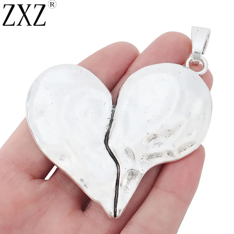 ZXZ 2 шт тибетские серебряные большие подвески в форме сердца для ожерелья