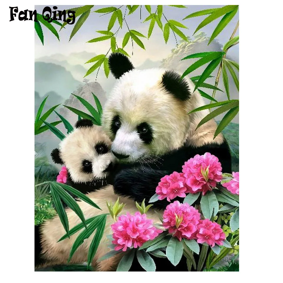 Алмазная живопись круглые и квадратные бриллианты милая панда животная мозаика