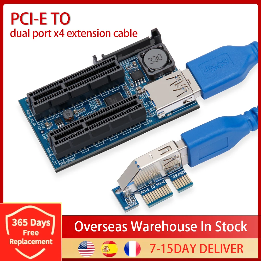 

Переходная плата PCIE X1 на два порта PCI E X4, Расширительная плата, плата расширения PCI Express USB 3,0