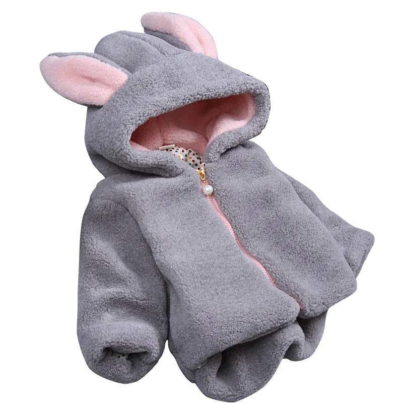 

0-4 Year Thick toddler girls Coat New autumn Winter Fashion baby Girl Woolen Jacket rabbit outwear Cartoon kid Children's Coat