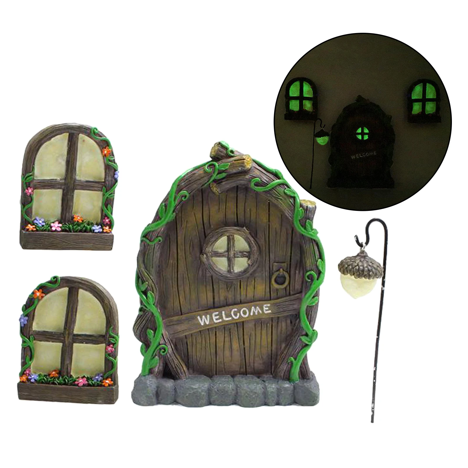 

Cute Miniature Fairy Gnome Window for Trees Yard Garden Decor for Kids Room