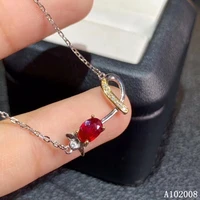 kjjeaxcmy fine jewelry 925 silver inlaid natural ruby gemstone vintage necklace elegant ladies pendant support check