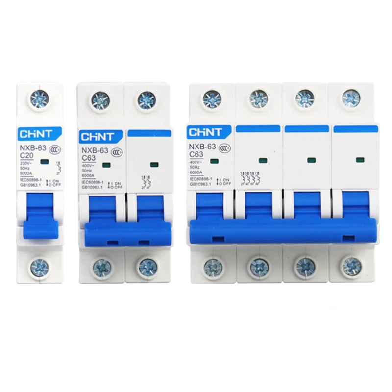 

Chint mini air circuit breaker 1P 2P 3P 4P NXB-63 MCB circiut breaker for home light control system solar Pv Distribution cabnit