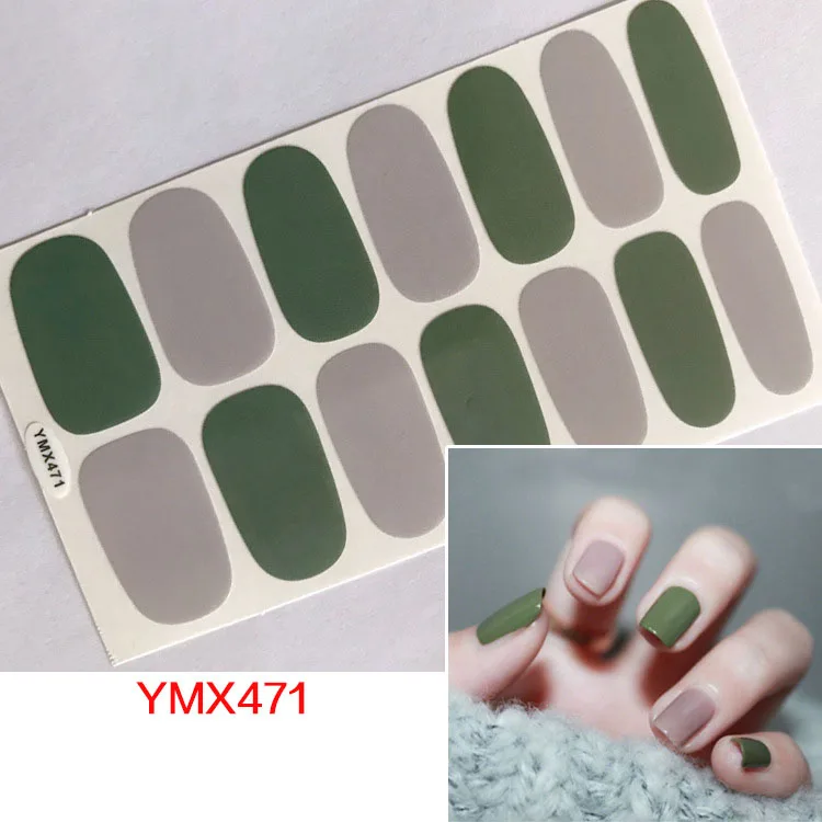 14 подсказок/лист корейский модный цветной стикер для ногтей Французский Полный