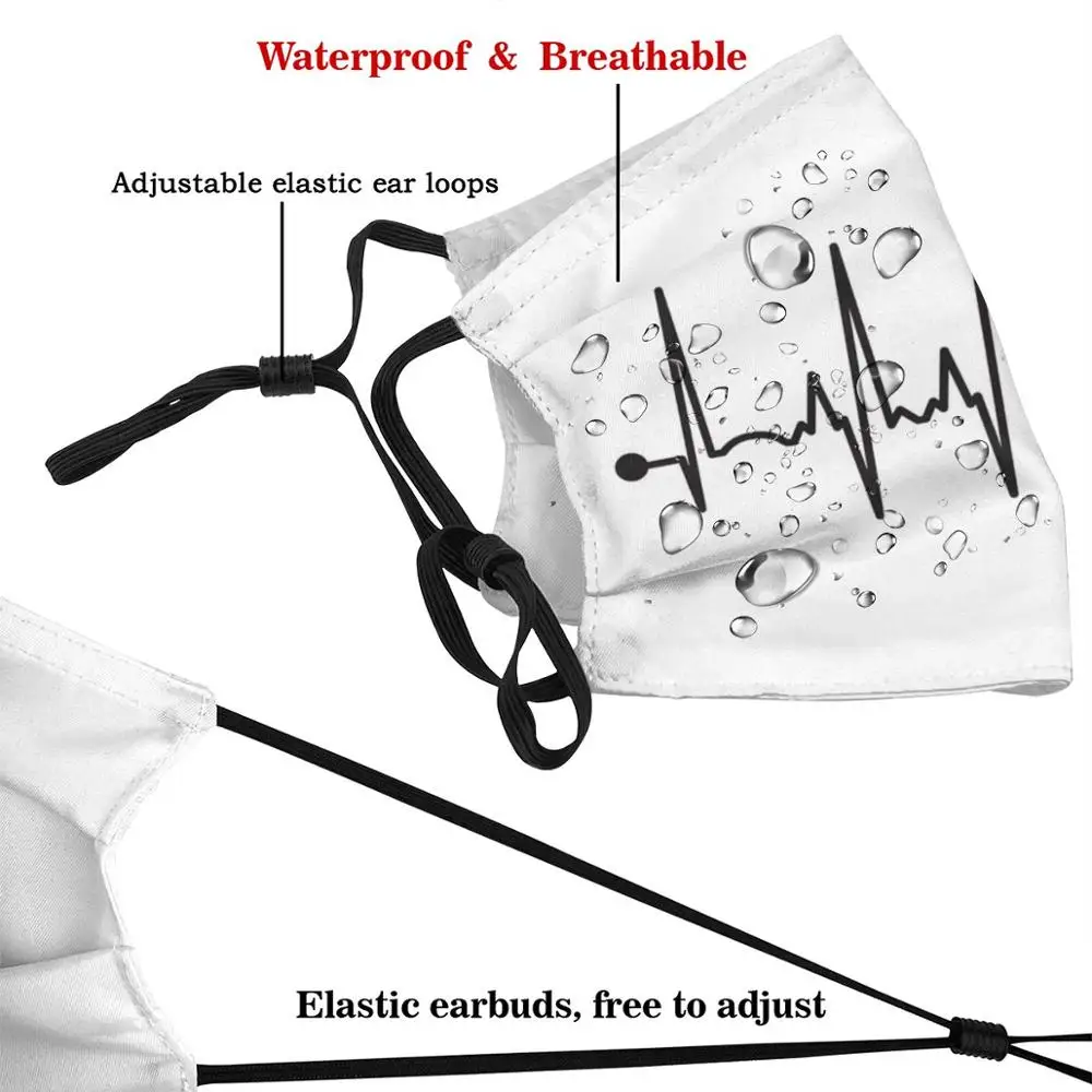 Маска для лица многоразовая с фильтром Pm2.5 и забавным принтом пульса|Мужские